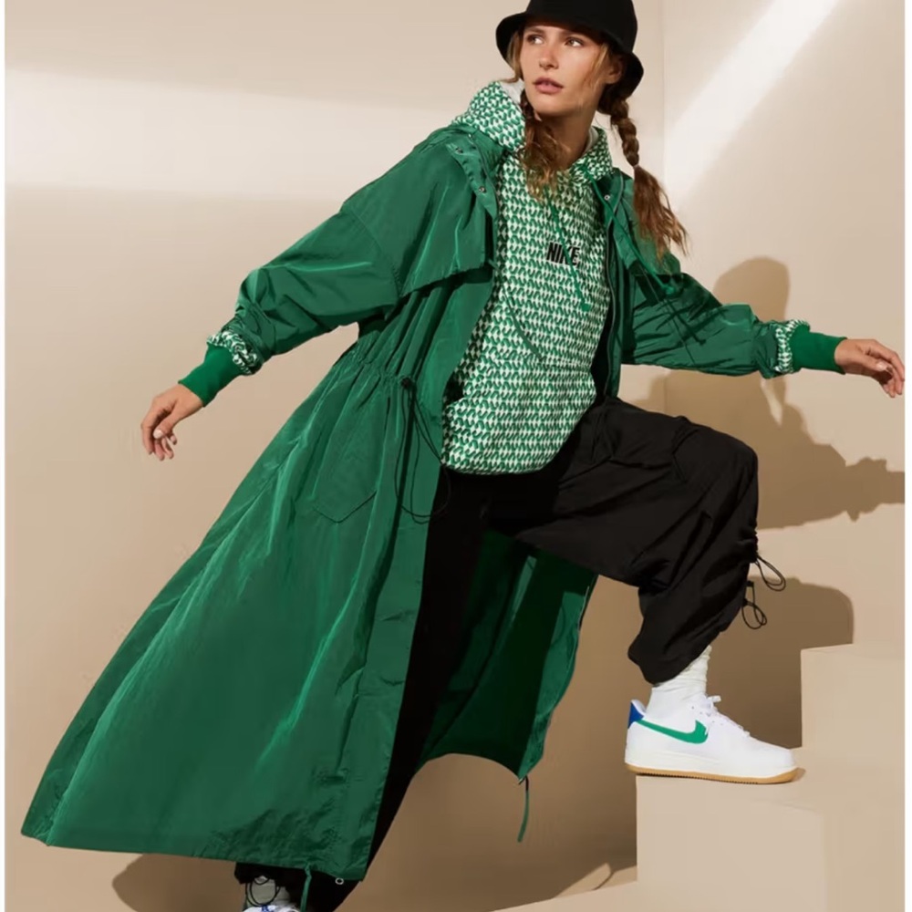 Nike Tech Pack Emerald Green Hooded Trench Coat NWT Large